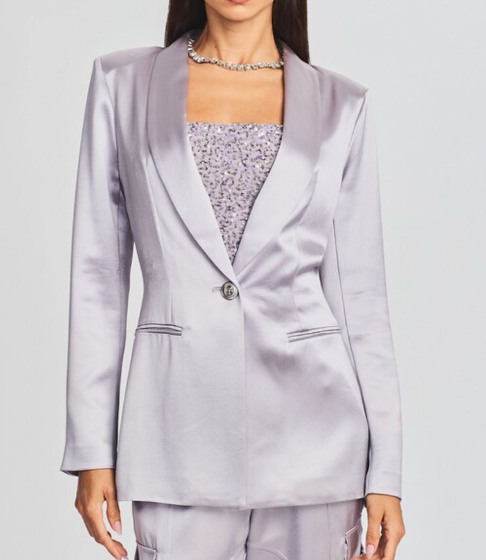 NEW RETROFETE MINK GREY IVER SILKY BLAZER JACKET SIZE XS